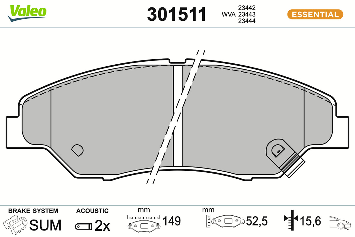 Jeu de 4 plaquettes de frein VALEO 301511